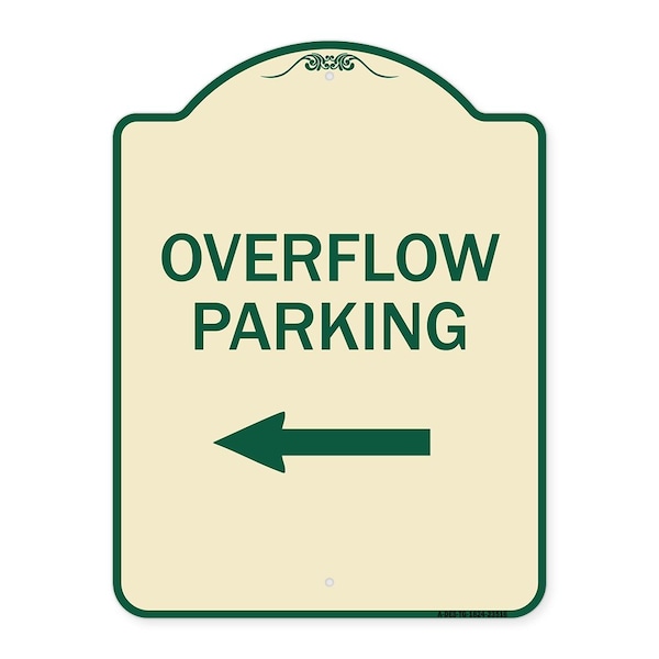 Signmission Overflow Parking with Left Arrow Heavy-Gauge Aluminum Architectural Sign, 24" x 18", TG-1824-23516 A-DES-TG-1824-23516 - main